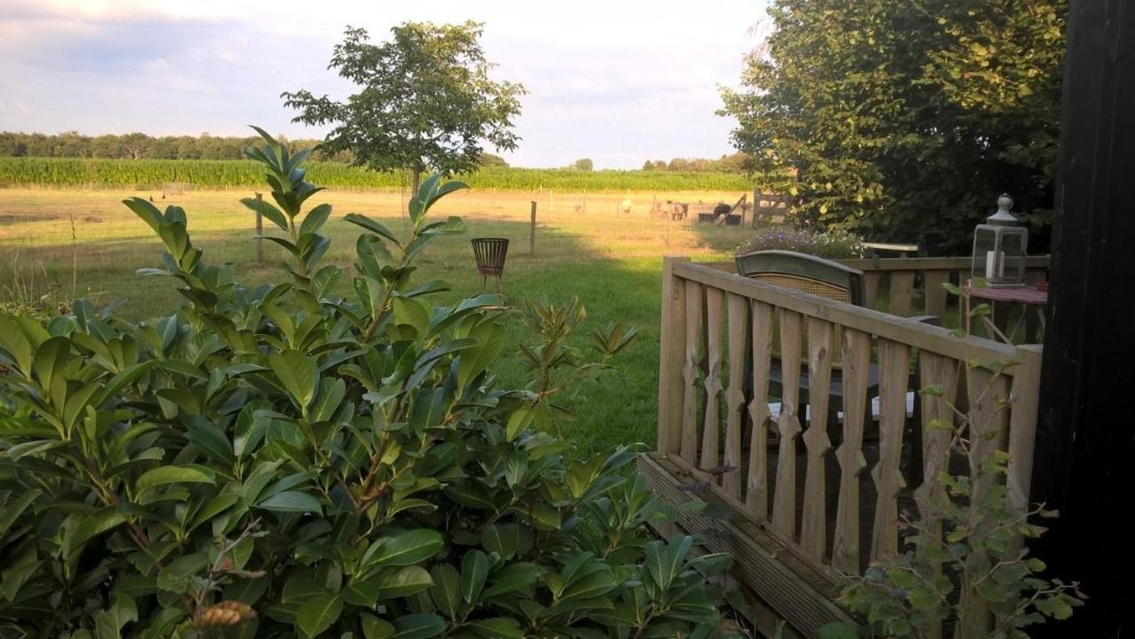 Pipowagen Lidewei Groningen Westerwolde unieke ligging met eigen tuin en vrij uitzicht over veld naar natuurgebied Bed and Breakfast Onstwedde Buitenkant foto